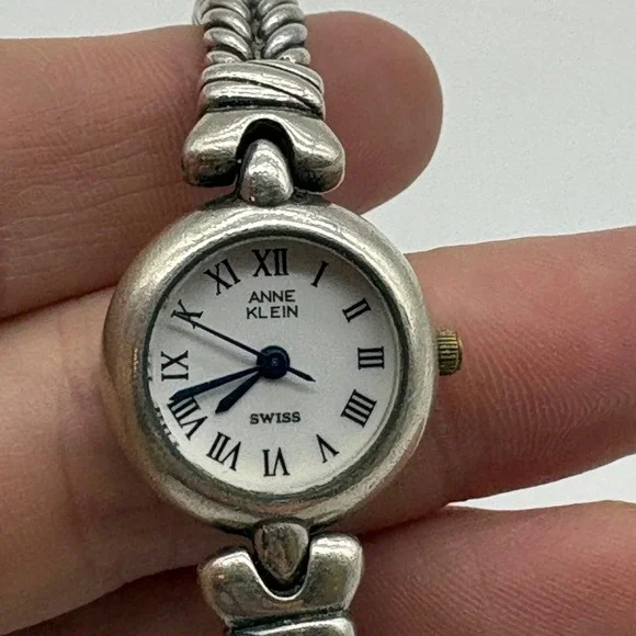 Anne Klein Sterling Silver Swiss Quartz Watch Rope Bracelet Needs Battery - Picture 3 of 9